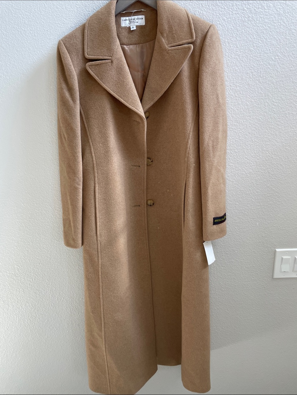 Larry Levine for Nordstrom Camel Long Coat with Notched Lapel - Picture 7 of 10